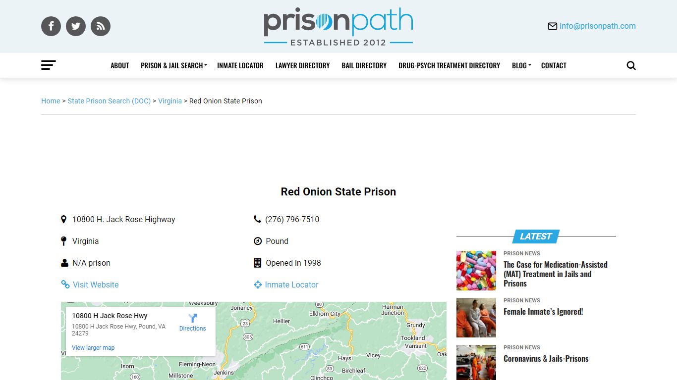 Red Onion State Prison - Prison Inmate Search & Locator ...